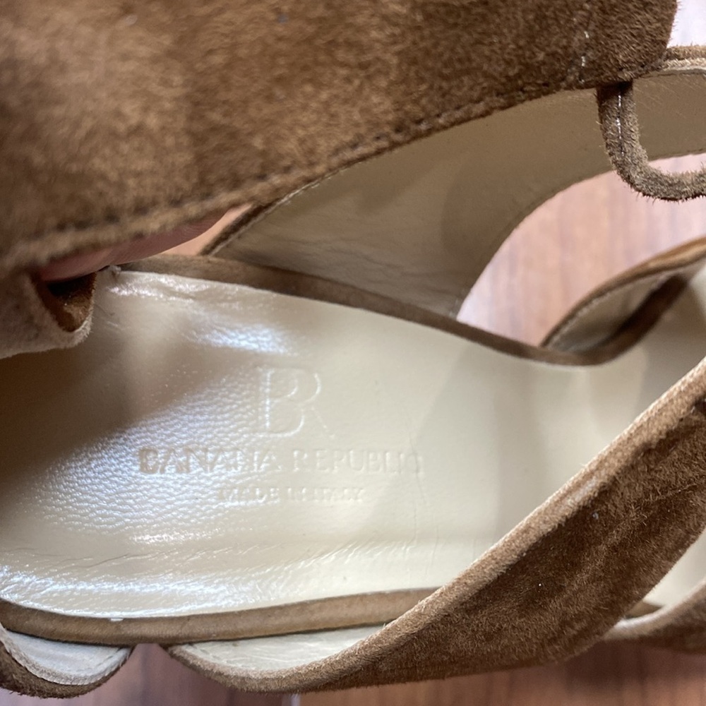 Banana Republic Women's Almeria Brown Suede Lace Up Made In Italy Sandal Sz 7 - Picture 4 of 6